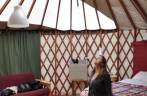 A aconchegante arquitetura mongol do nosso Yurt no Big Sur, ao sul de Carmel, na costa da Califórnia, nos Estados Unidos
